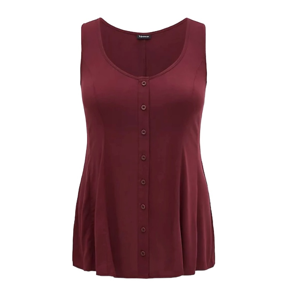 Torrid Fit and Flare Button Up Sleeveless Top, Sz 1